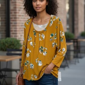 Floral Mustard Women's Top (4005)